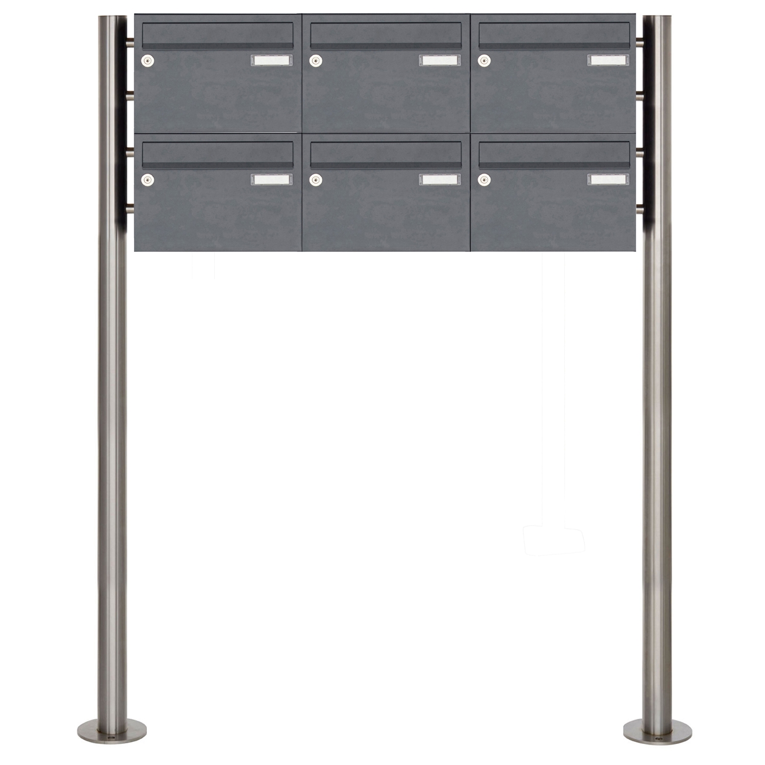 Ensemble de 6 boîtes aux lettres 2x3 autoportantes Design BASIC 385220 7016 ST-R - RAL 7016 gris anthracite