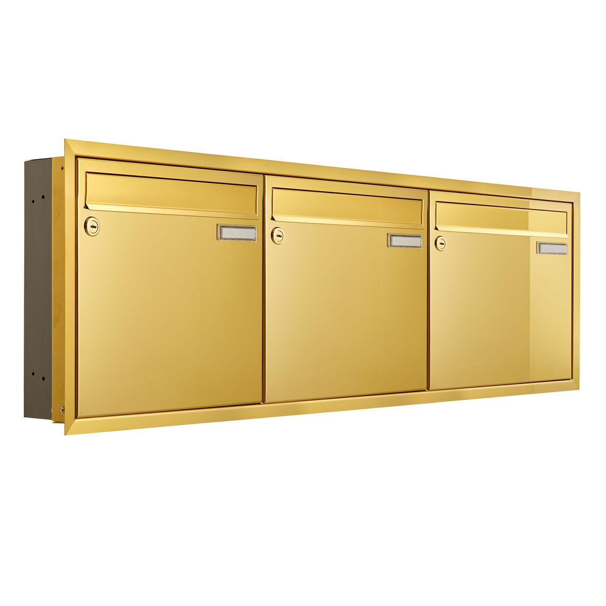 3er 3x1 flush-mounted letterbox system CLASSIC 534C - Titanium brass similar to gold - 3 party