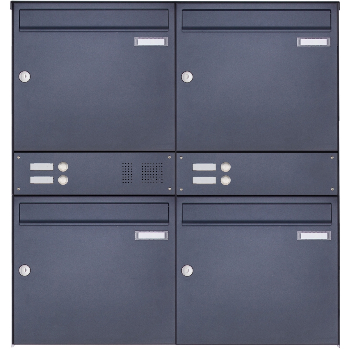 4er Edelstahl Aufputz Briefkasten Design BASIC Plus 382XA AP mit Klingelkasten- RAL nach Wahl