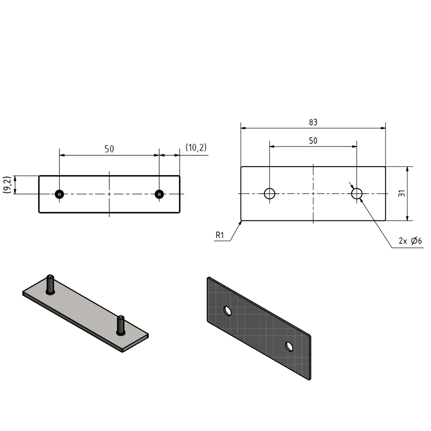 9daa2ca33f05303814d4db8b4000ad19d3715c32 Flush-mounted nameplate for BASIC letterbox - 2-part - carrier plate + nameplate
