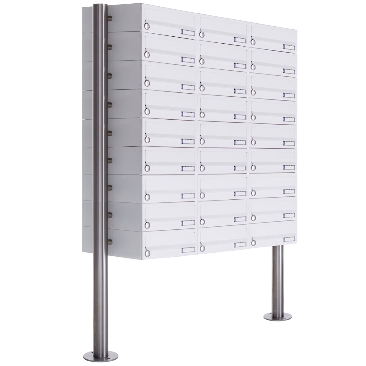 24er 8x3 Briefkastenanlage freistehend Design BASIC 385-9016 ST-R - RAL 9016 verkehrsweiß