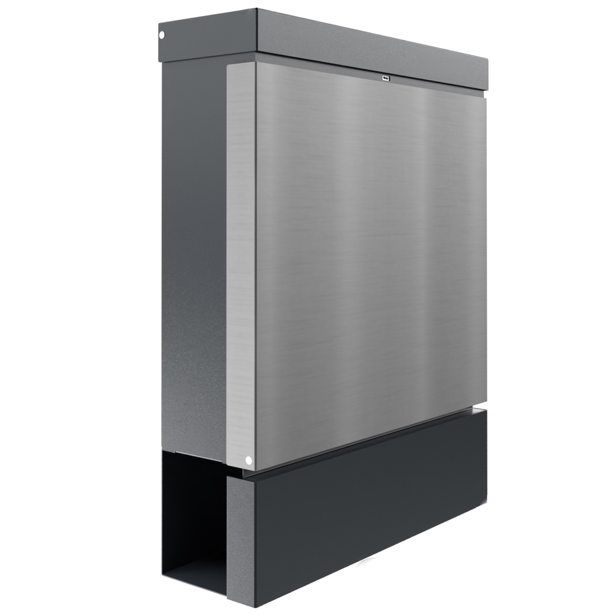 Design Briefkasten BRENTANO® mit Zeitungsfach - BI-Color VA geschliffen - RAL 7016 anthrazitgrau