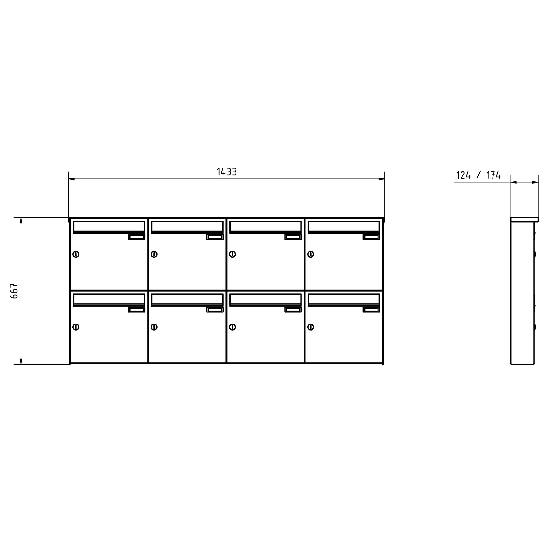 8er 2x4 Edelstahl Aufputz Briefkasten Design BASIC Plus 382XA AP - RAL nach Wahl 8er 2x4 Edelstahl Aufputz Briefkasten Design BASIC Plus 382XA AP - RAL nach Wahl