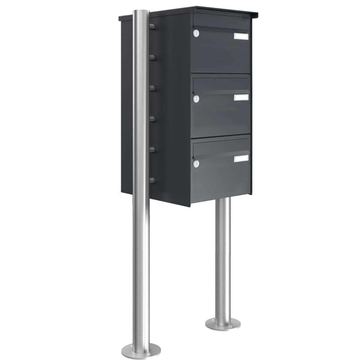 3er Briefkastenanlage freistehend Design BASIC 385220 7016 ST-R - RAL 7016 anthrazitgrau 3er Briefkastenanlage freistehend Design BASIC 385220 7016 ST-R - RAL 7016 anthrazitgrau