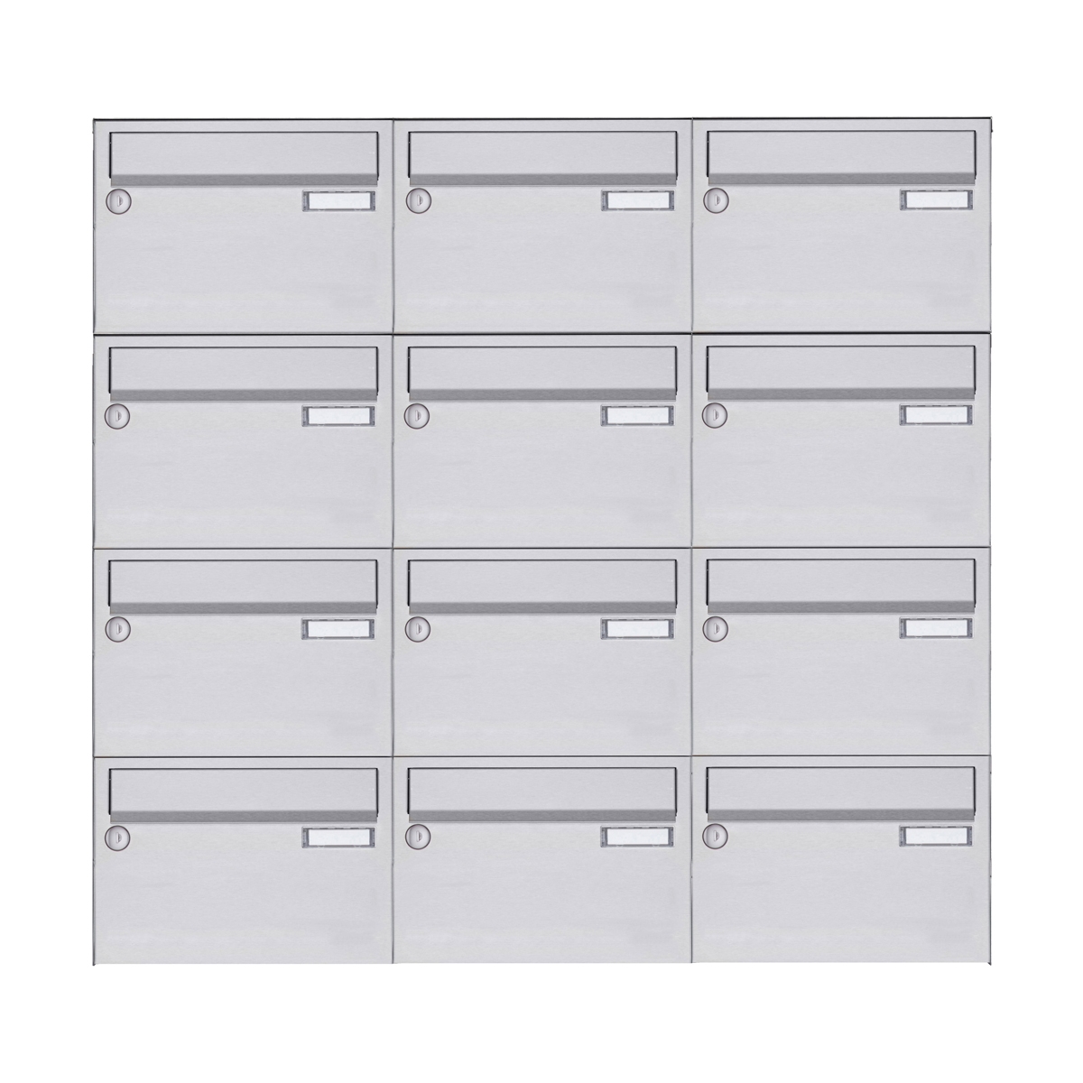 12er Edelstahl Aufputz Briefkastenanlage Design BASIC 385 A 220 - Edelstahl V2A geschliffen 12er Edelstahl Aufputz Briefkastenanlage Design BASIC 385 A 220 - Edelstahl V2A geschliffen
