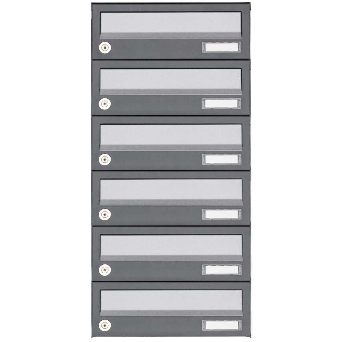 6er Aufputz Briefkastenanlage Design BASIC 385A AP - Edelstahl-RAL 7016 anthrazit
