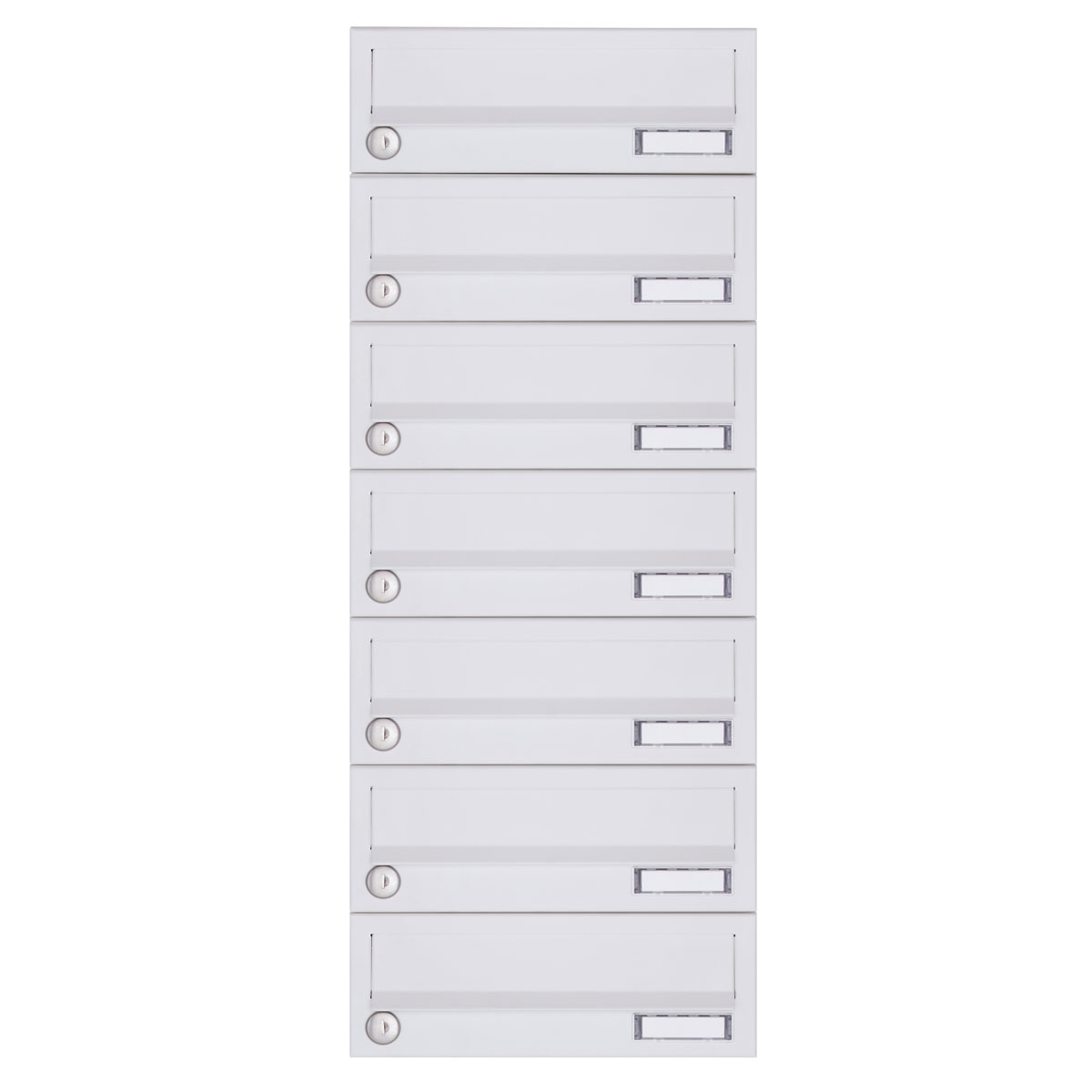 7er Aufputz Briefkastenanlage Design BASIC 385A-9016 AP - RAL 9016 verkehrsweiß 7er Aufputz Briefkastenanlage Design BASIC 385A-9016 AP - RAL 9016 verkehrsweiß