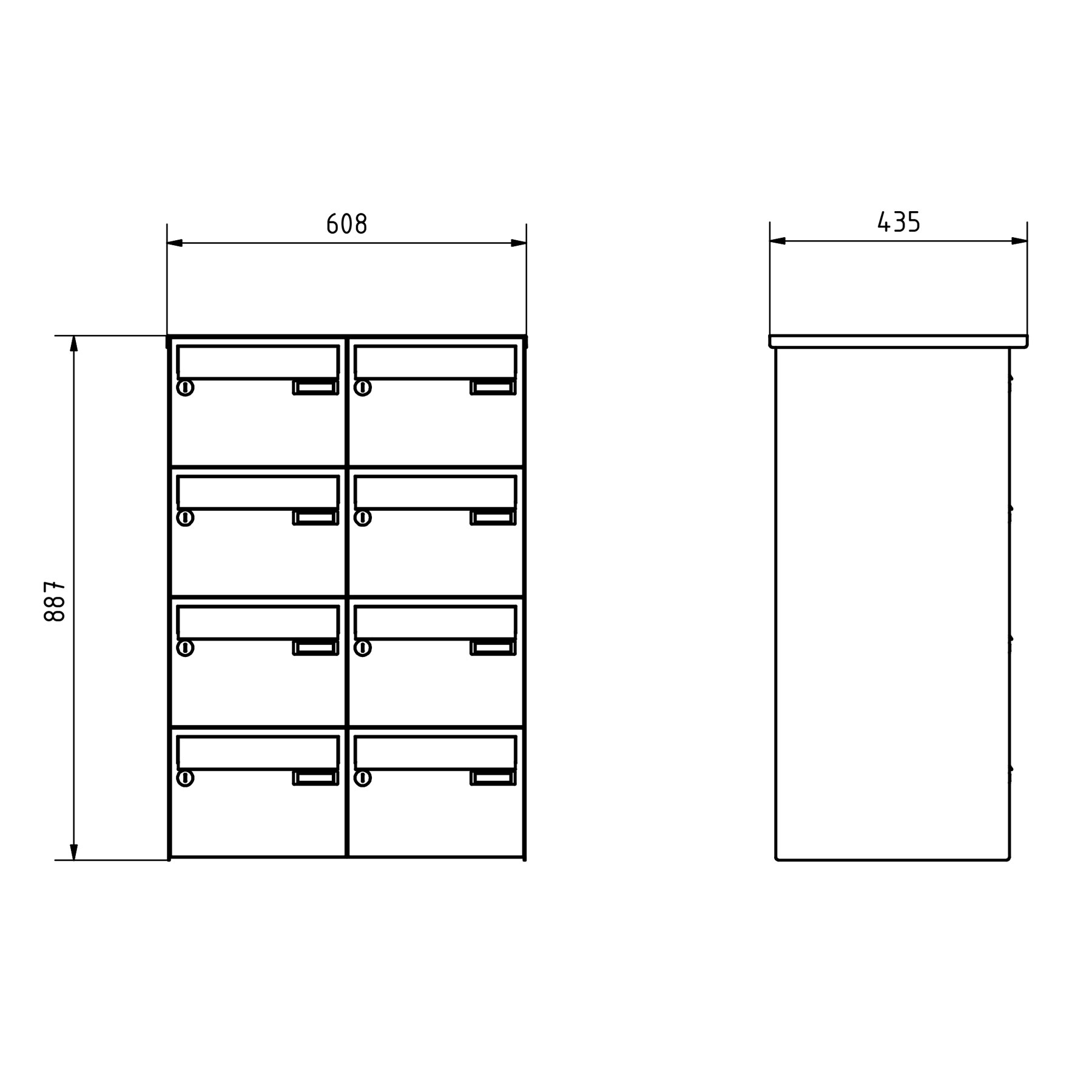 8er Edelstahl Aufputz Briefkastenanlage Design BASIC Plus 385 XA 220 - RAL nach Wahl 8er Edelstahl Aufputz Briefkastenanlage Design BASIC Plus 385 XA 220 - RAL nach Wahl