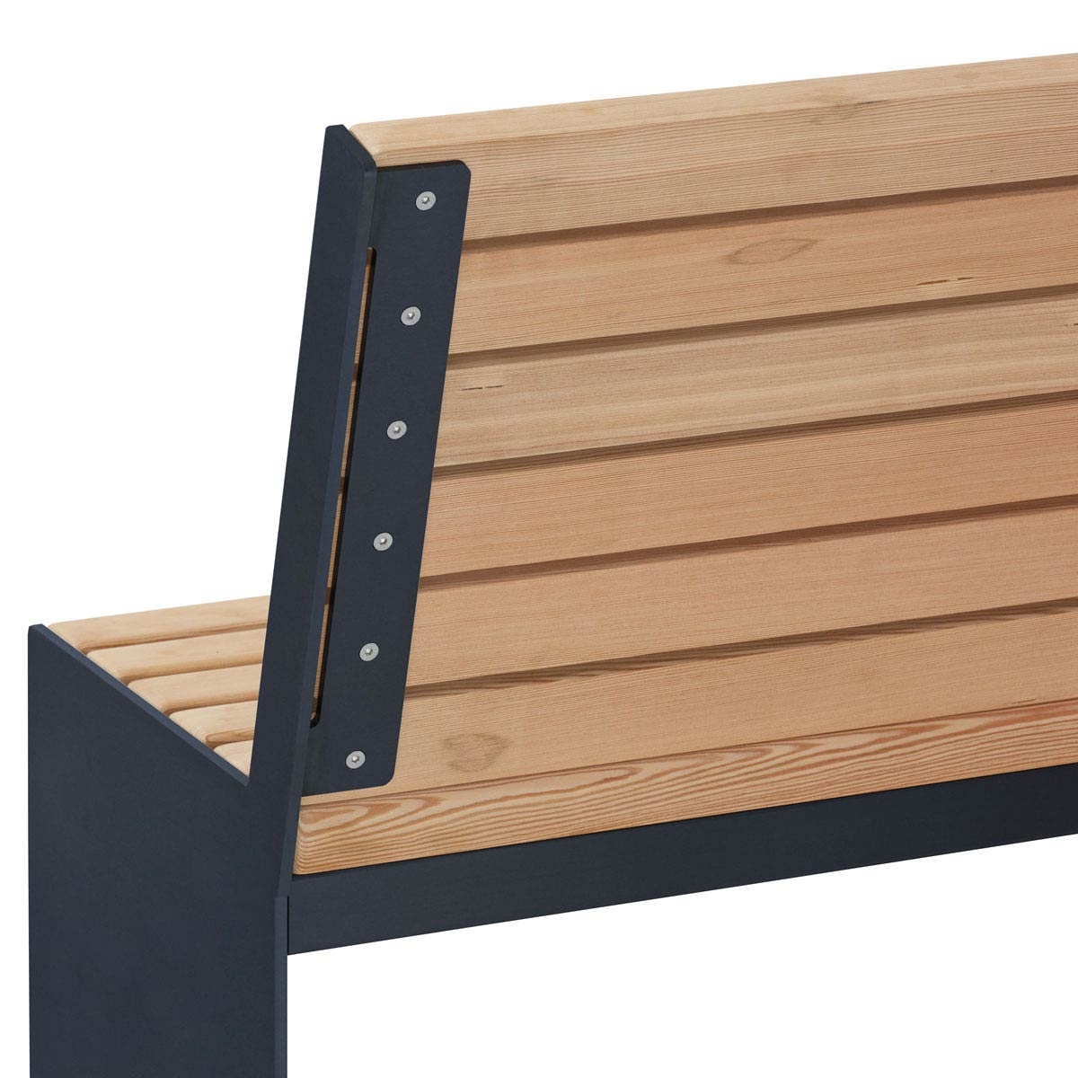Design bench NOVALIS with backrest - powder-coated stainless steel - Douglas fir oiled