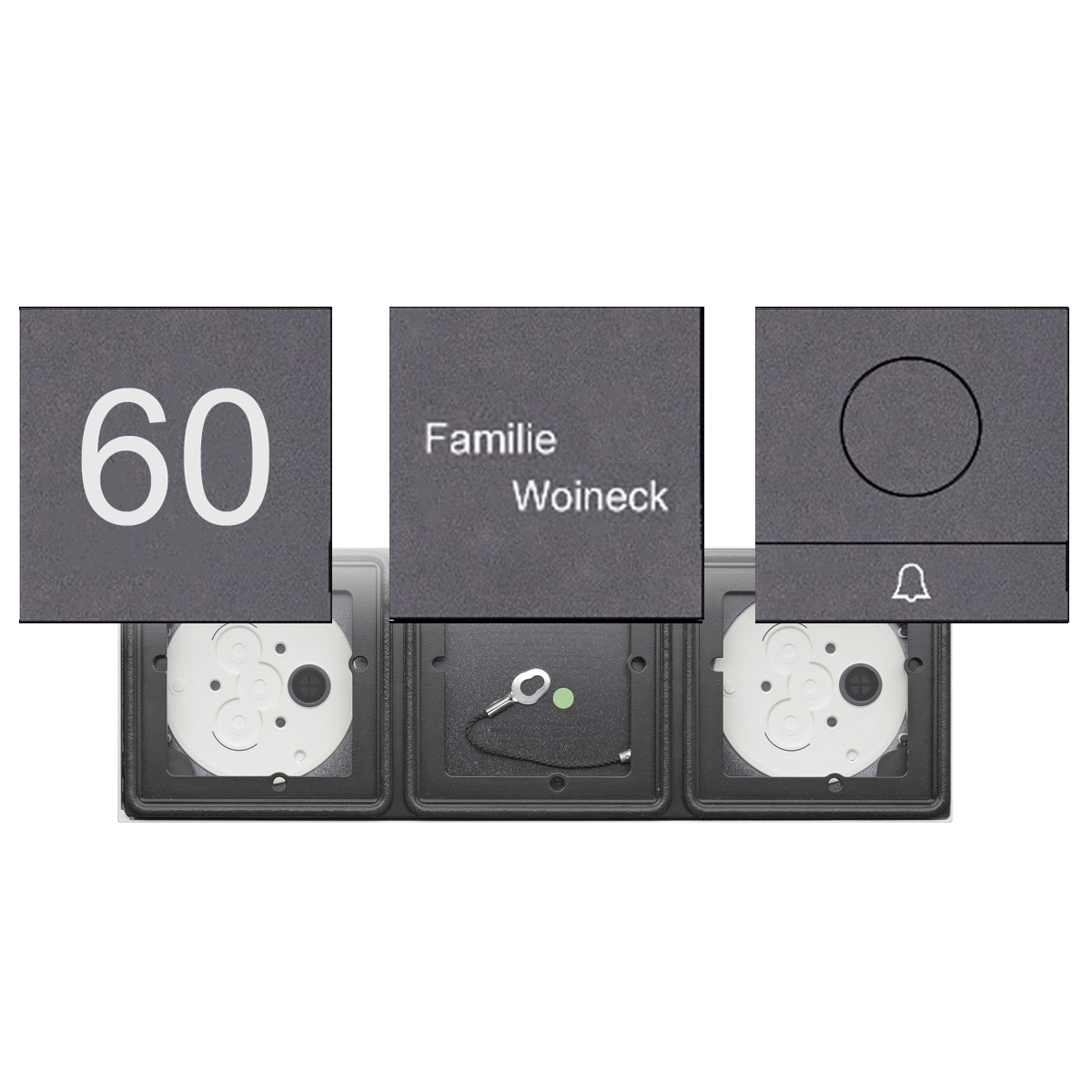 09bd3dbdf3f1618d92ed5e5eeb20d76151b61877 Set of 3 GIRA System 106 - Stainless steel V2A, powder-coated - Intercom system with 1x bell push-button