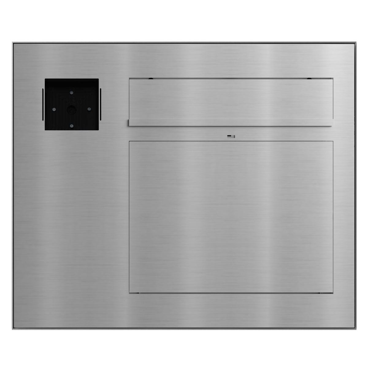 Design surface-mounted letterbox GRIMM - polished stainless steel - LOXONE Intercom/Code Touch 1x1 prepared left
