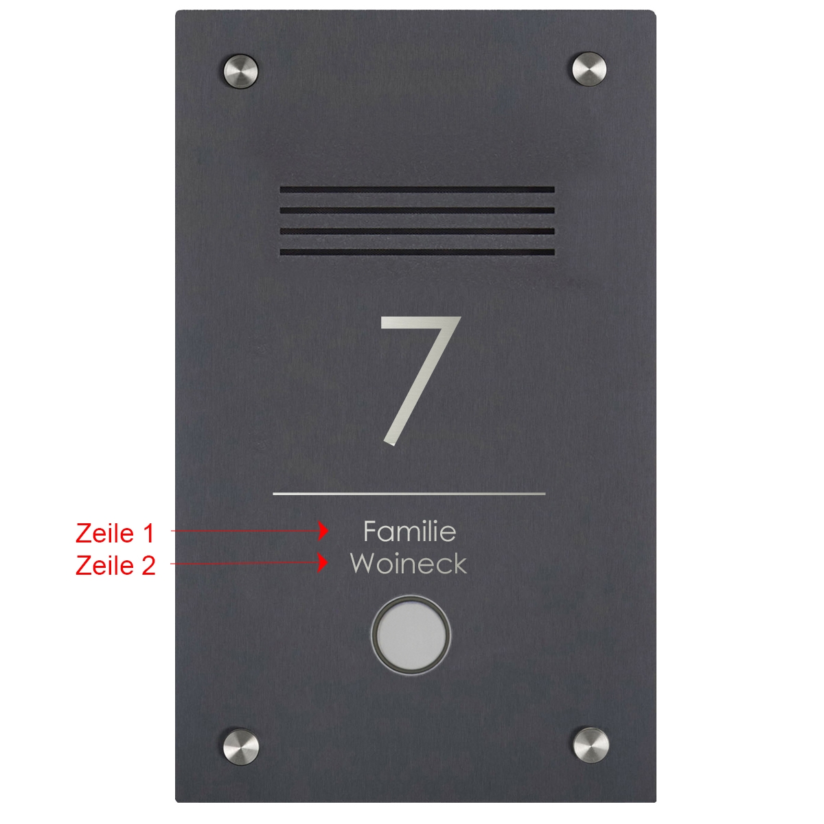 df17e74310fc73d3c96981f3fa70c22ae403f9ba Stainless steel door station BASIC 529 Elegance I with bell & speech perforation - RAL of your choice