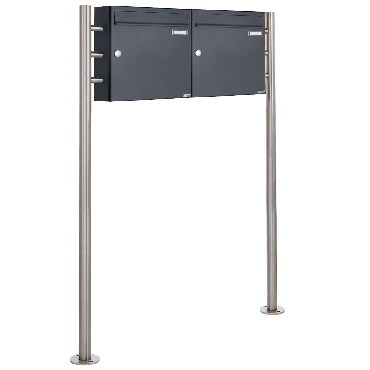 2er 1x2 letterbox system freestanding Design BASIC 381 ST-R - RAL 7016 anthracite grey 2er 1x2 letterbox system freestanding Design BASIC 381 ST-R - RAL 7016 anthracite grey