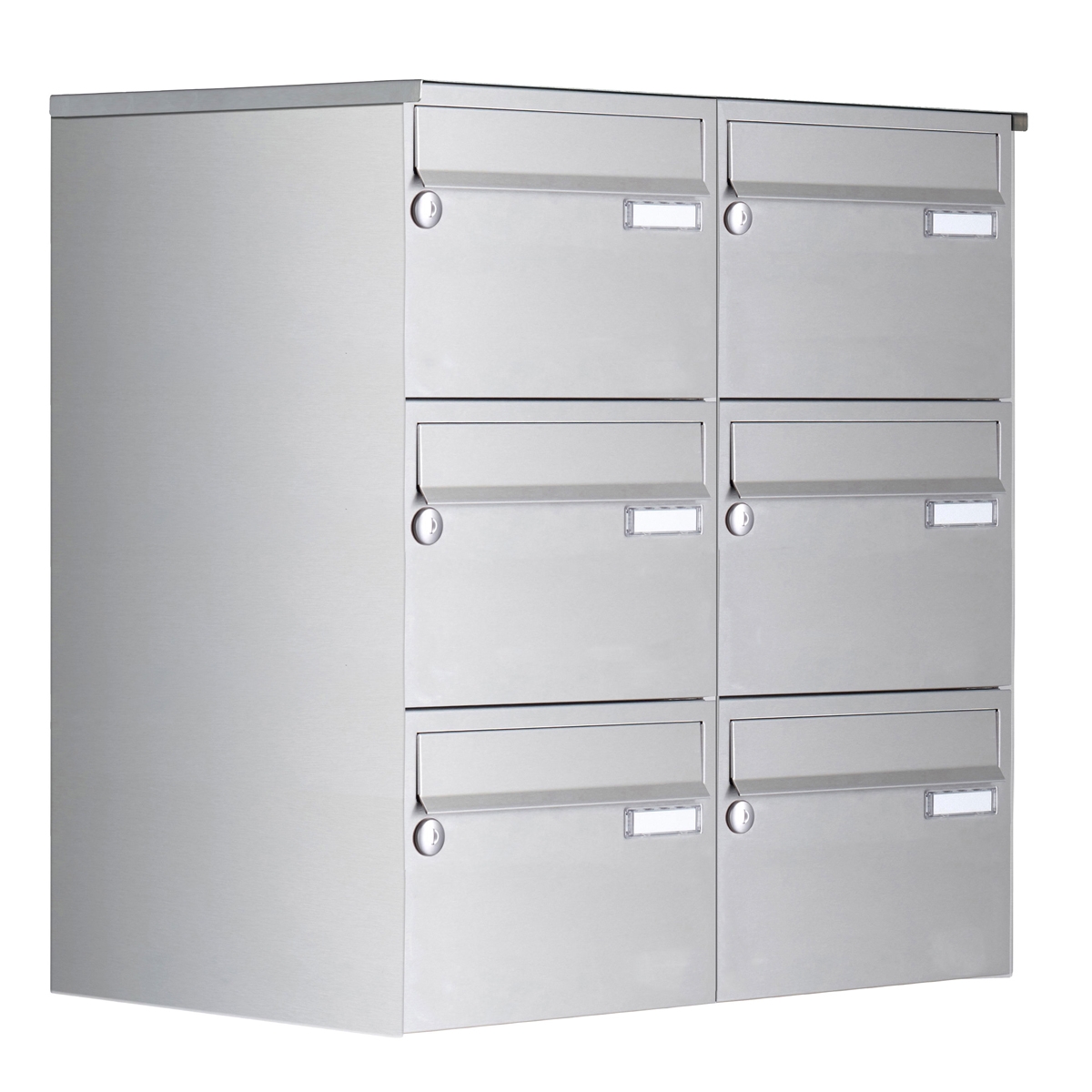 6er Edelstahl Aufputz Briefkastenanlage Design BASIC 385 A 220 - Edelstahl V2A geschliffen