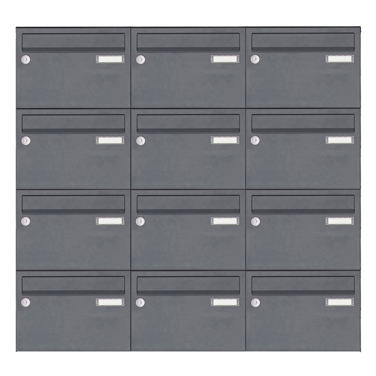 12er Edelstahl Aufputz Briefkastenanlage Design BASIC Plus 385 XA 220 - RAL nach Wahl