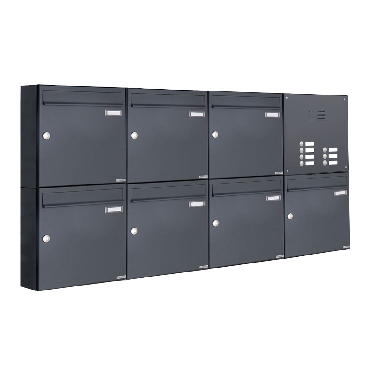 7er 2x4 Aufputz Briefkasten Design BASIC 382A AP mit Klingelkasten - RAL 7016 anthrazitgrau