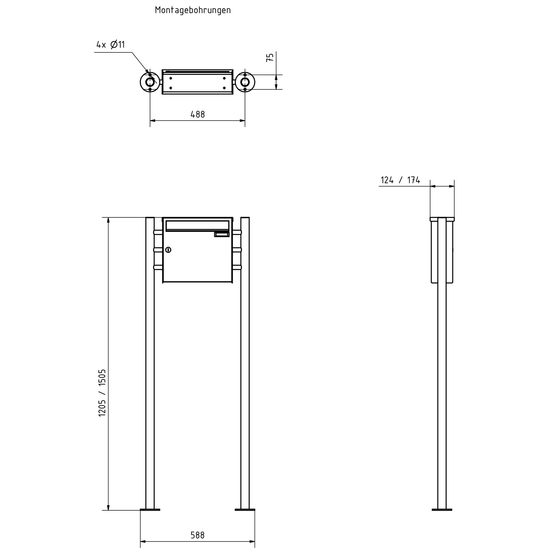 Stainless steel free-standing letterbox Design BASIC Plus 381X ST-R - RAL of your choice Stainless steel free-standing letterbox Design BASIC Plus 381X ST-R - RAL of your choice