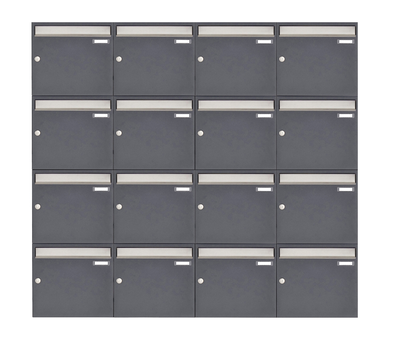16 Sistema di cassette per le lettere da appoggio 4x4 Design BASIC 382 AP - acciaio inox RAL 7016 grigio antracite