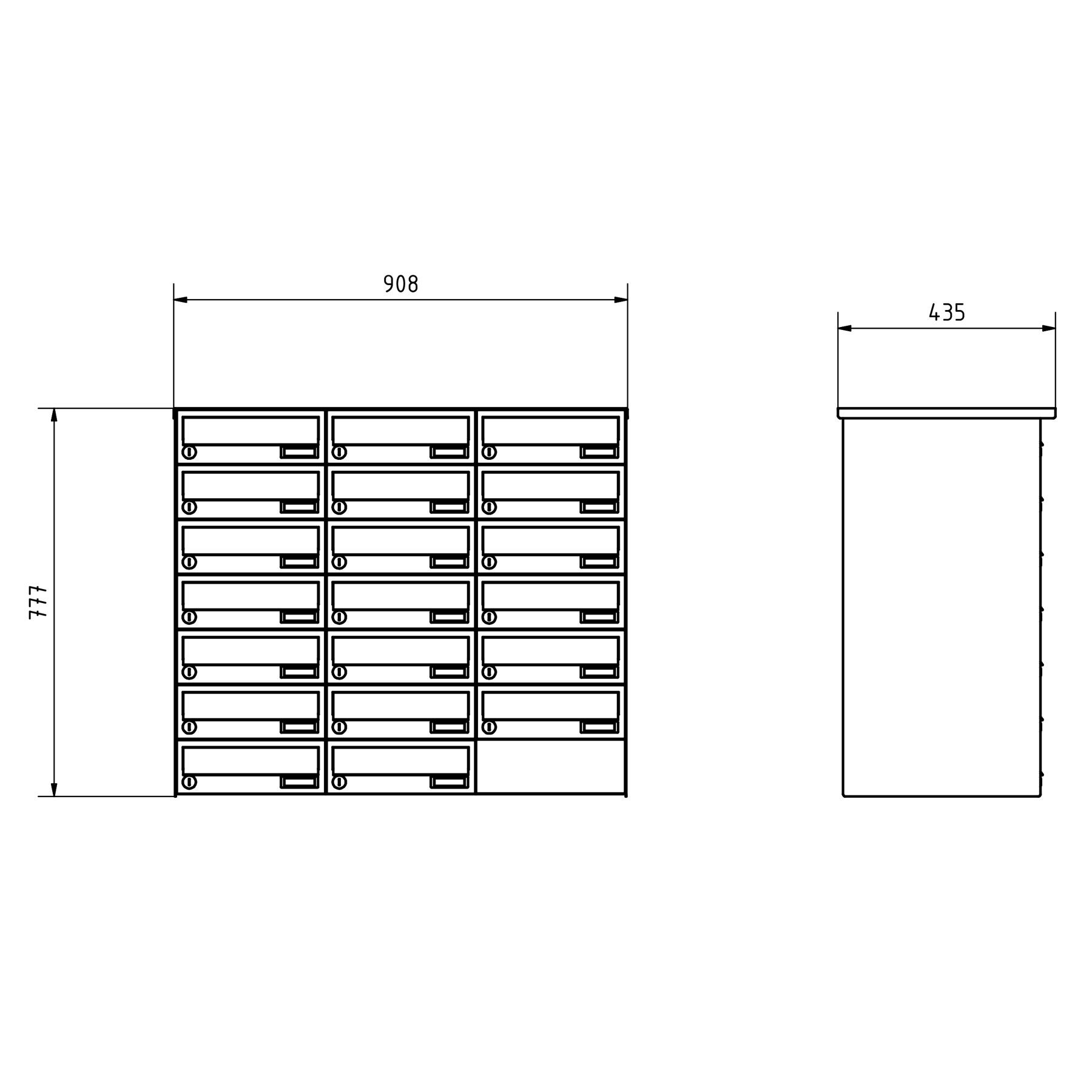20er 5x4 Edelstahl Aufputz Briefkastenanlage Design BASIC 385XA AP - RAL nach Wahl