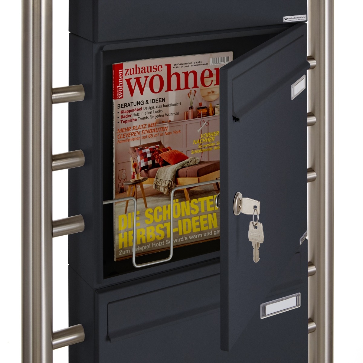 6er 2x3 Briefkastenanlage freistehend Design BASIC 381 ST-R - RAL 7016 anthrazitgrau 6er 2x3 Briefkastenanlage freistehend Design BASIC 381 ST-R - RAL 7016 anthrazitgrau