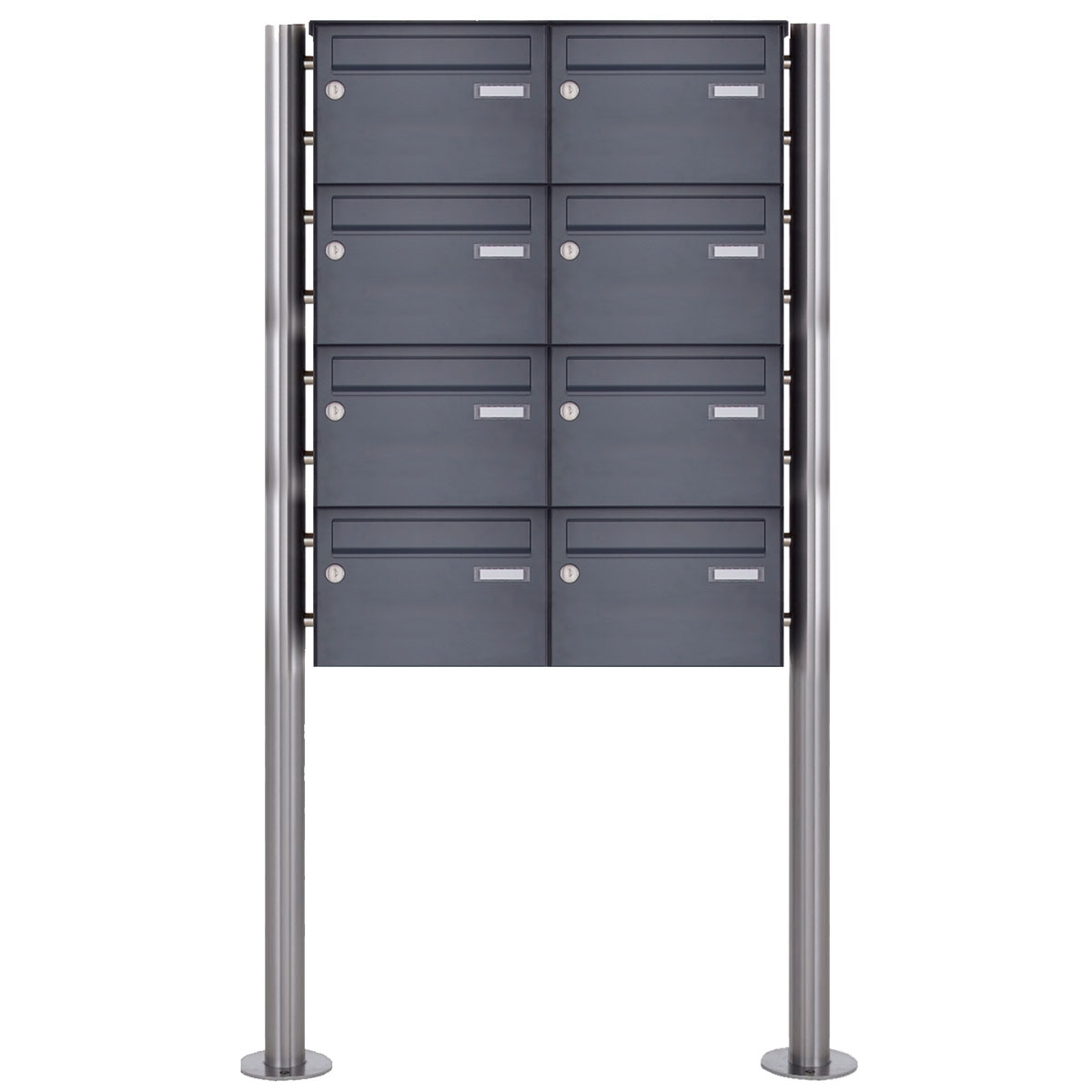 8-punktowa wolnostojąca skrzynka na listy ze stali nierdzewnej Design BASIC Plus 385X ST-R - 220 mm - RAL do wyboru