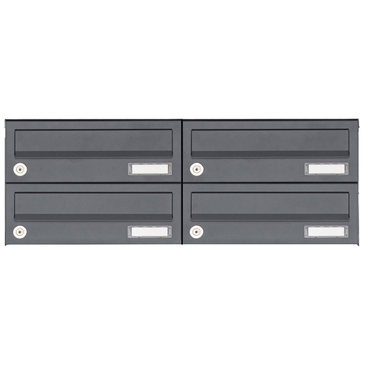 4er 2x2 Aufputz Briefkastenanlage Design BASIC 385A-7016 AP - RAL 7016 anthrazitgrau 4er 2x2 Aufputz Briefkastenanlage Design BASIC 385A-7016 AP - RAL 7016 anthrazitgrau