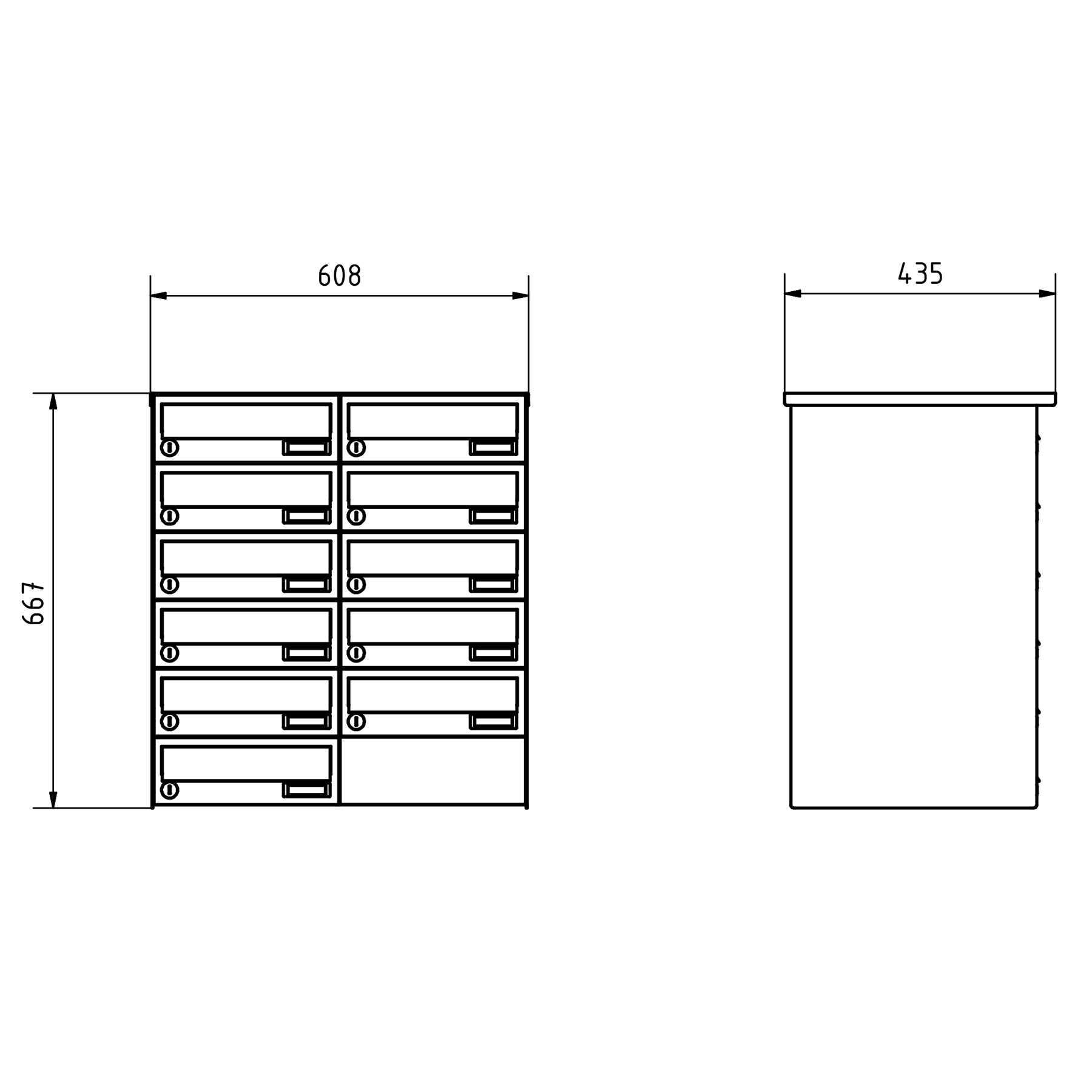 11er 6x2 Aufputz Briefkastenanlage Design BASIC 385A-7016 AP - RAL 7016 anthrazitgrau 11er 6x2 Aufputz Briefkastenanlage Design BASIC 385A-7016 AP - RAL 7016 anthrazitgrau