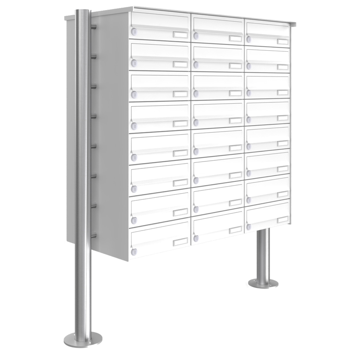 24 8x3 free-standing letterbox system Design BASIC 385-9016 ST-R - RAL 9016 traffic white
