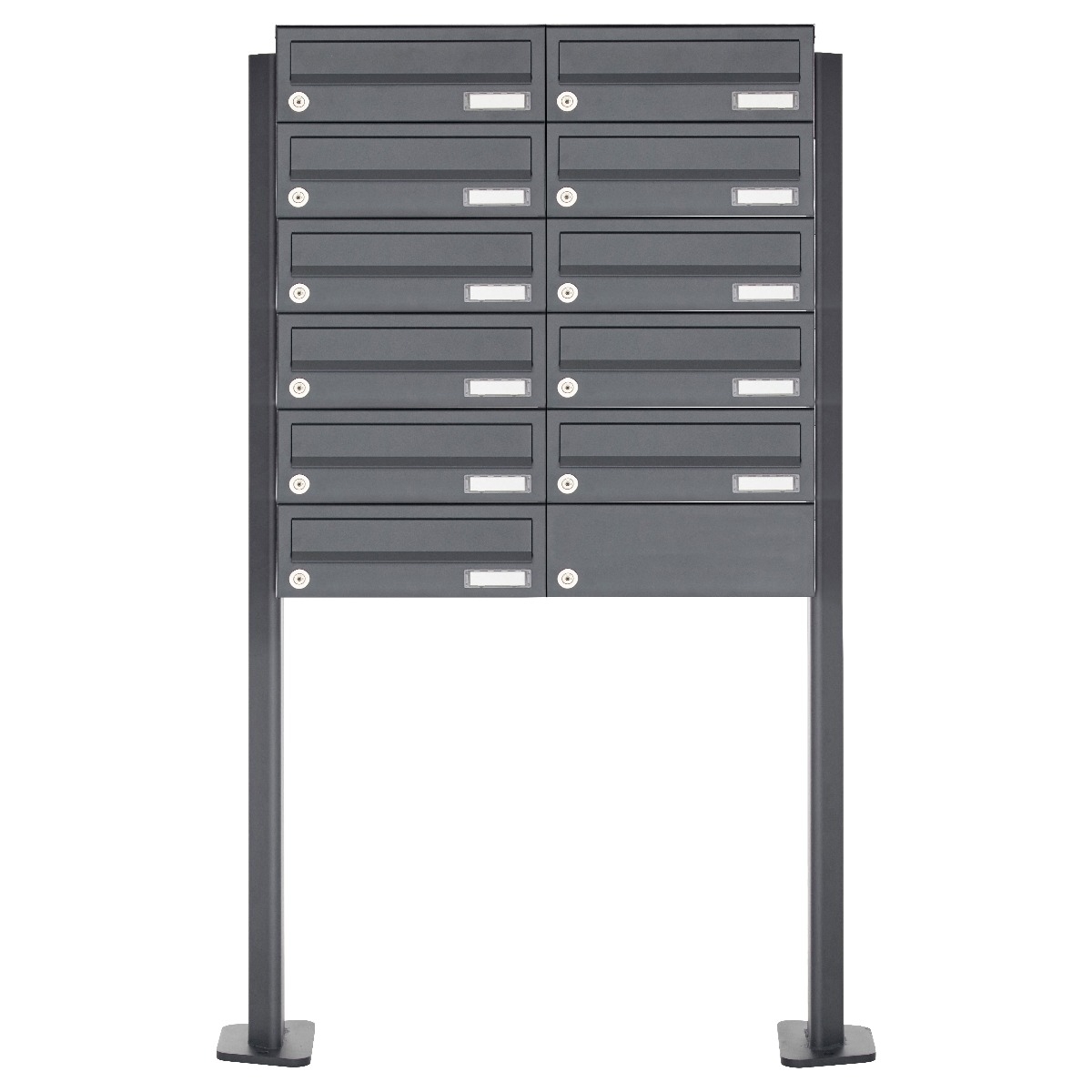 11er Edelstahl Briefkastenanlage freistehend Design BASIC Plus 385XP ST-T - RAL nach Wahl 11er Edelstahl Briefkastenanlage freistehend Design BASIC Plus 385XP ST-T - RAL nach Wahl