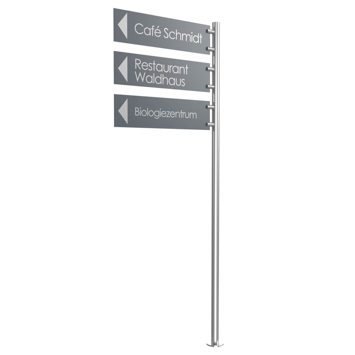 be14160507aec7965542e464f2ca4062f1465c11 Free-standing signpost BASIC 390 - Stainless steel stand element - Stainless steel sheet 550x150