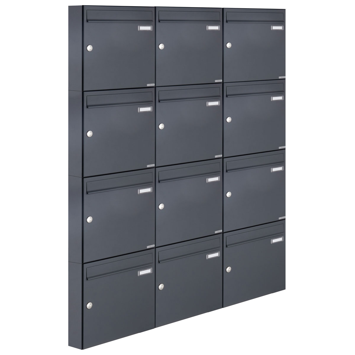 12er 3x4 surface-mounted letterbox design BASIC 382A AP - RAL 7016 anthracite grey 12er 3x4 surface-mounted letterbox design BASIC 382A AP - RAL 7016 anthracite grey