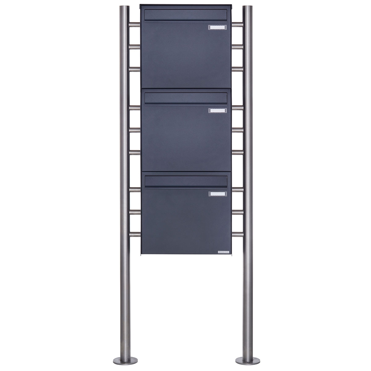 3er 1x3 Zaunbriefkasten freistehend Design BASIC Plus 381XZ ST-R - RAL nach Wahl