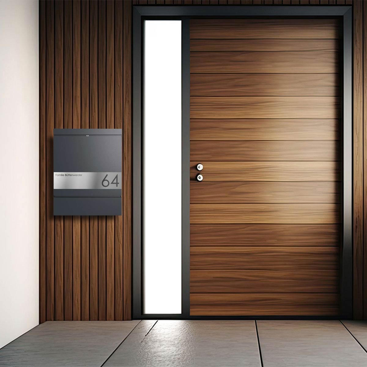 4aaeba75cd01532f2d2883eada0949477fcb15b1 BRENTANO® letterbox with newspaper compartment - Elegance 2 design - RAL of your choice