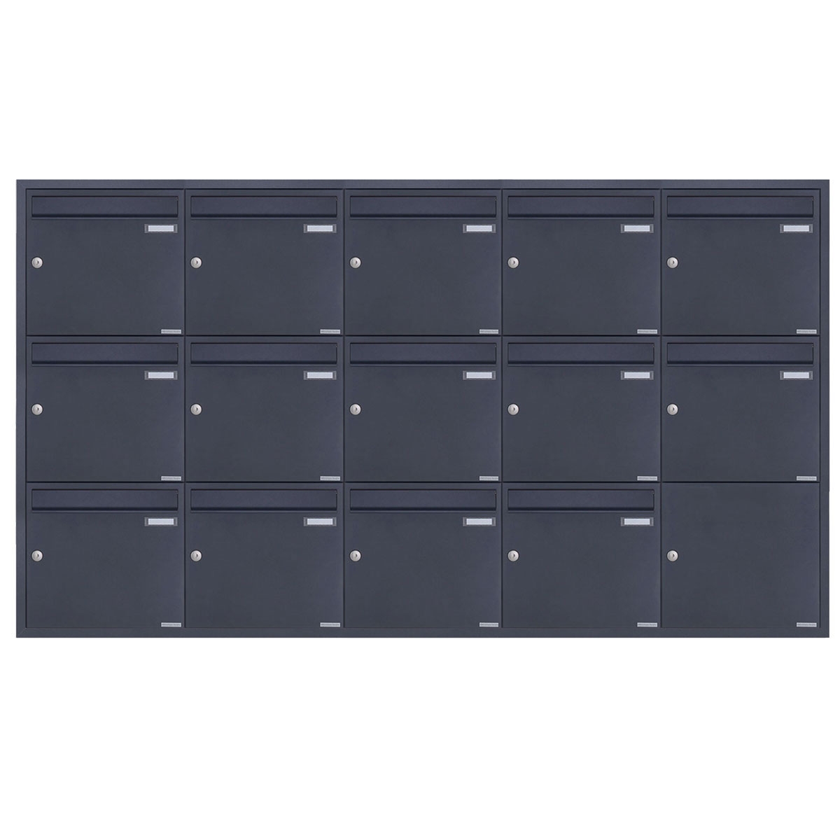 14 5x3 stainless steel flush-mounted letterbox system BASIC Plus 382XU UP - RAL of your choice - 14 parties 14 5x3 stainless steel flush-mounted letterbox system BASIC Plus 382XU UP - RAL of your choice - 14 parties