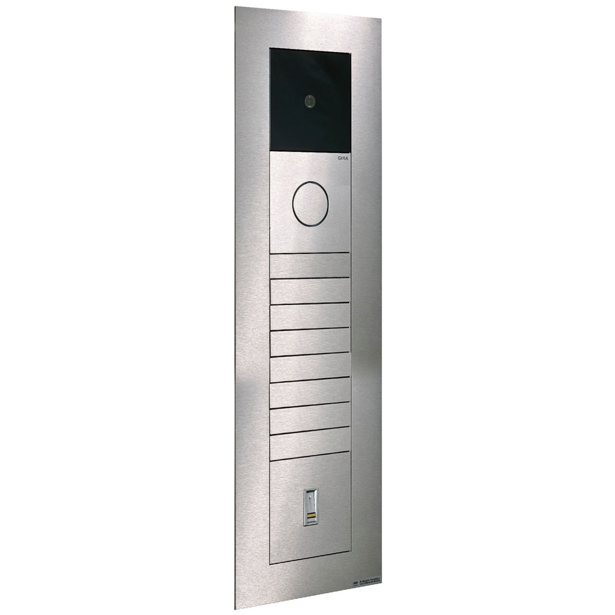 ab04baa6ab5ccc6588f267fa951588ec84cfab2d Stainless steel front panel for flush-mounted installation of GIRA System 106 - 5-gang prepared - Vertical
