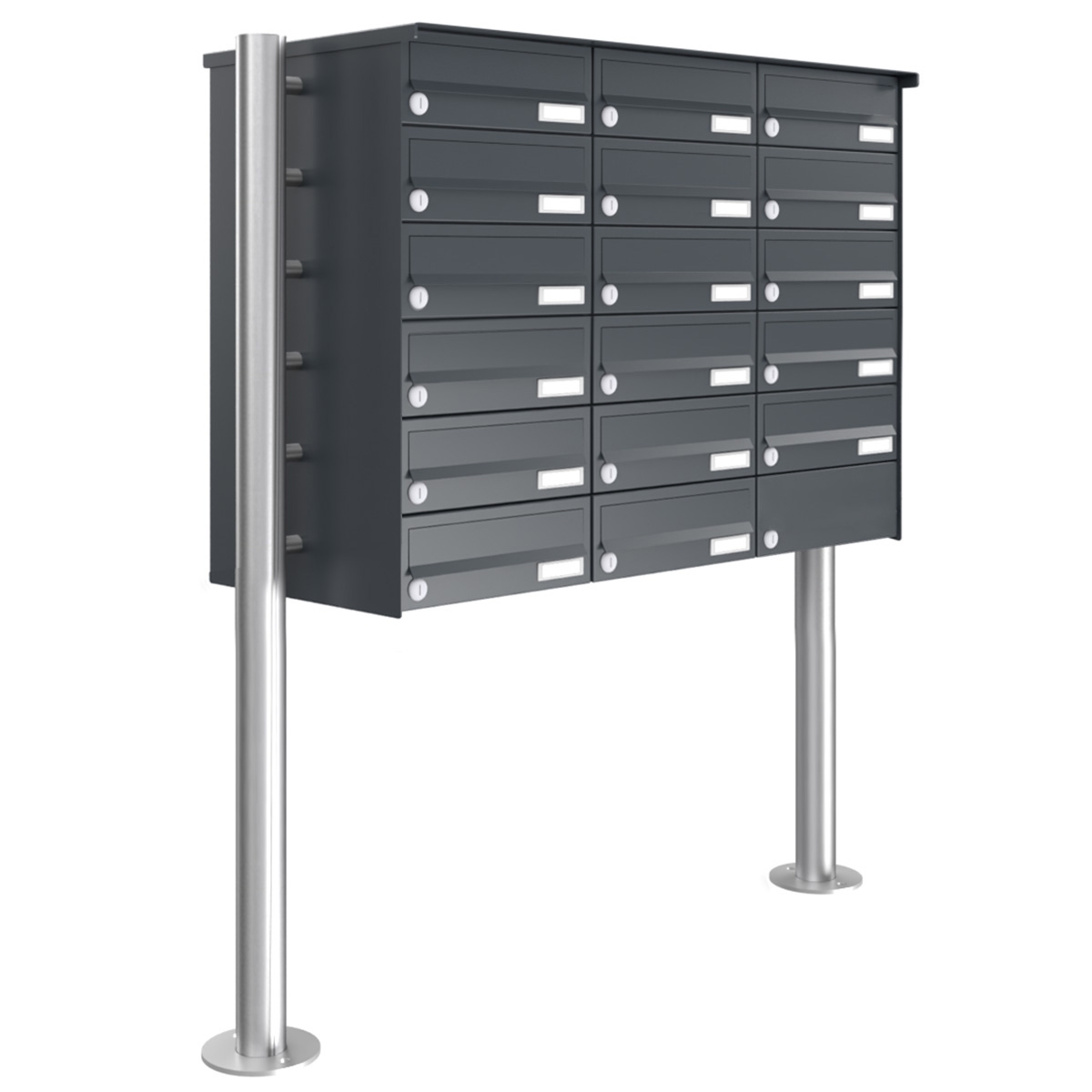 17 6x3 stainless steel free-standing letterbox system Design BASIC Plus 385X ST-R - RAL of your choice 17 6x3 stainless steel free-standing letterbox system Design BASIC Plus 385X ST-R - RAL of your choice