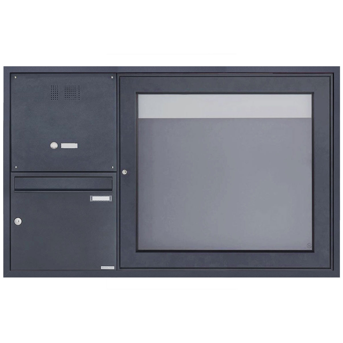 Unterputz Briefkasten mit Klingelkasten & Schaukasten BASIC Plus 389 UP - 710x660 - RAL nach Wahl