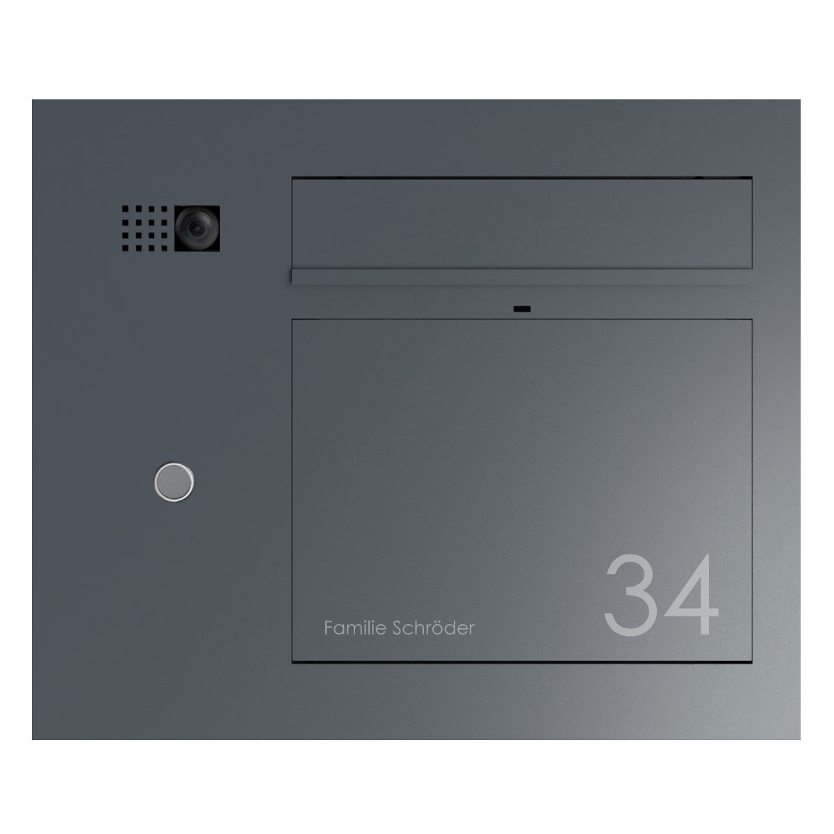 Design Unterputz Briefkasten GRIMM - Farbe nach Wahl mit COMELIT Ultra - VIDEO Set links