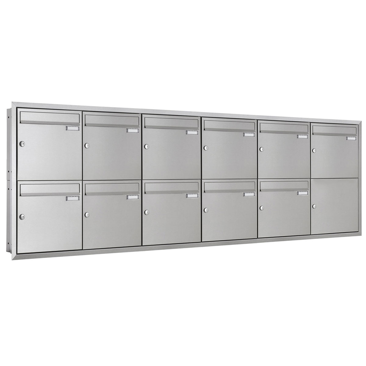 11er 6x2 Edelstahl Unterputz Briefkastenanlage BASIC Plus 382XU UP - Edelstahl geschliffen - 11 Parteien