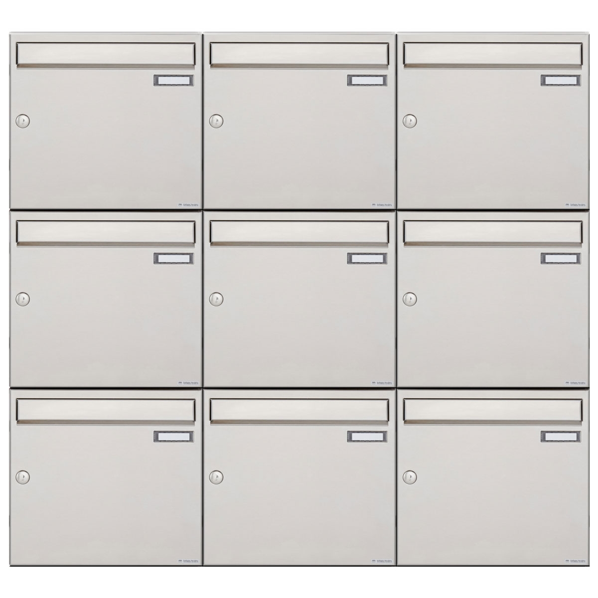 9er 3x3 Edelstahl Aufputz Briefkastenanlage Design BASIC 382A-AP