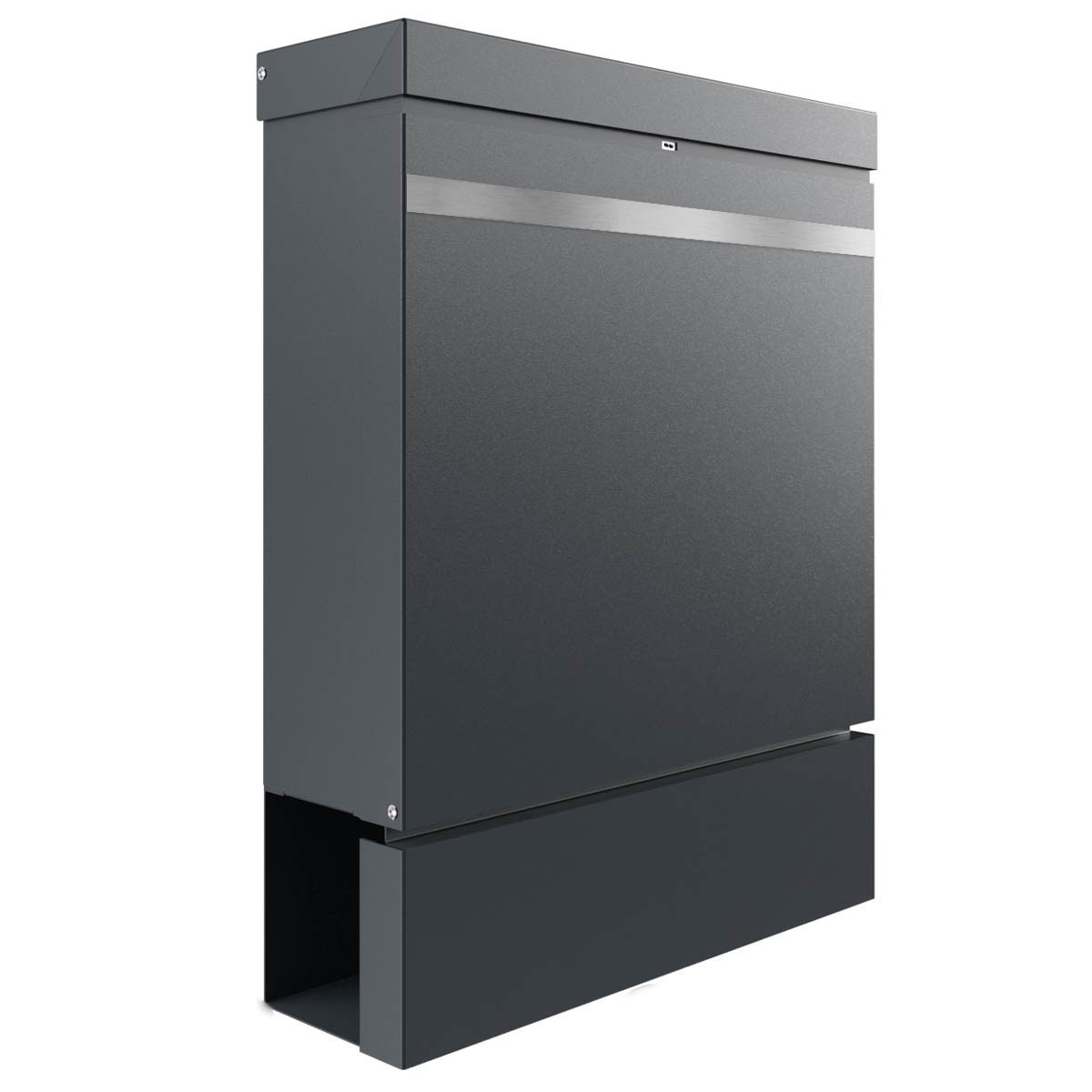 d5f728a3c48df4e2fef769291e5d75025db738c7 Briefkasten BRENTANO® mit Zeitungsfach - Design Elegance 3 - RAL 7016 anthrazitgrau