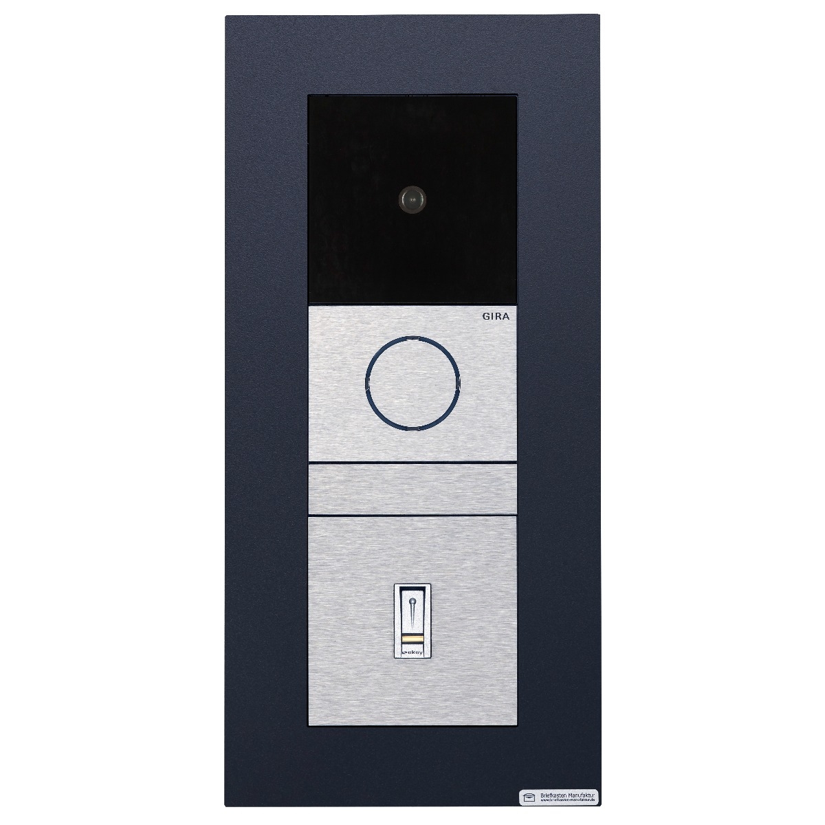 9656834b87b004be42743fb2dd6463816df52c28 Pannello frontale in acciaio inox per l'installazione a incasso del sistema GIRA 106 - predisposto per 3 ingressi - RAL a scelta