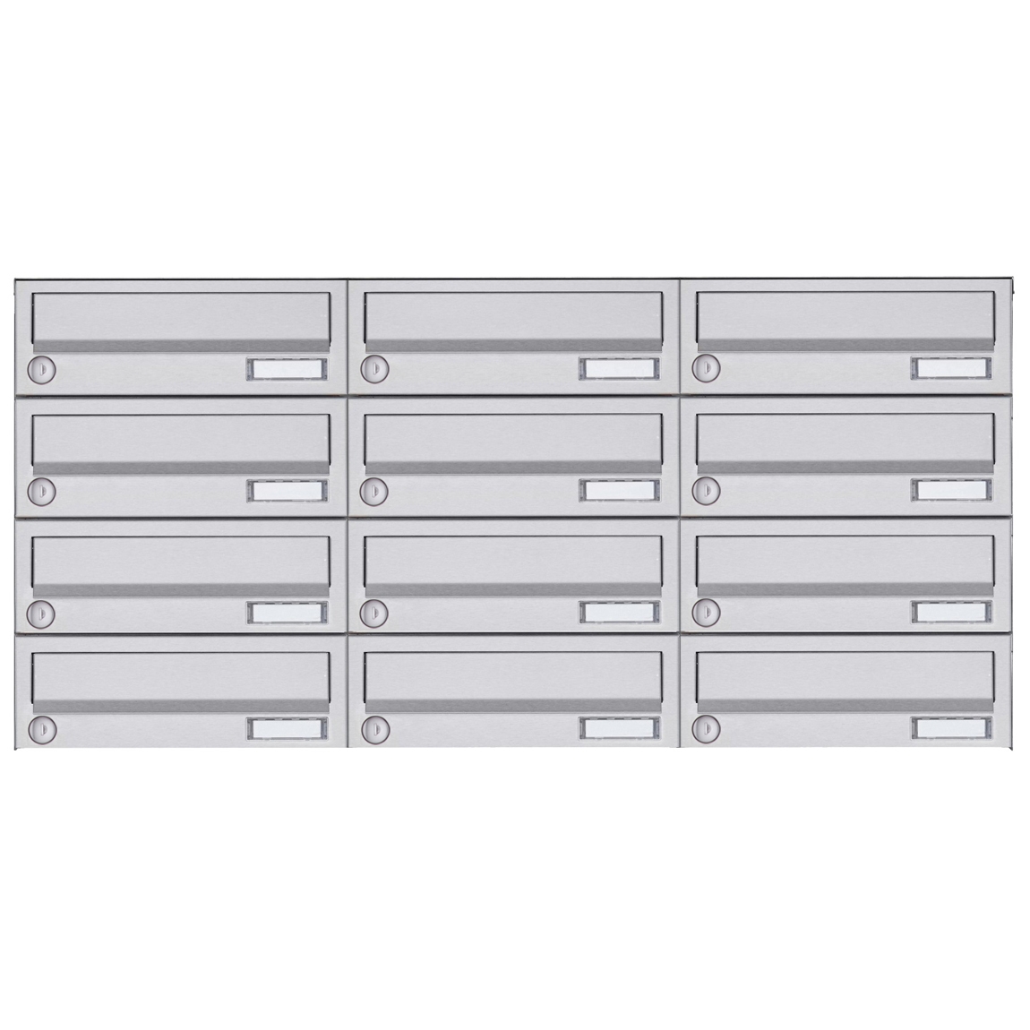 12er 3x4 Aufputz Briefkastenanlage Design BASIC 385A-VA AP - Edelstahl V2A, geschliffen