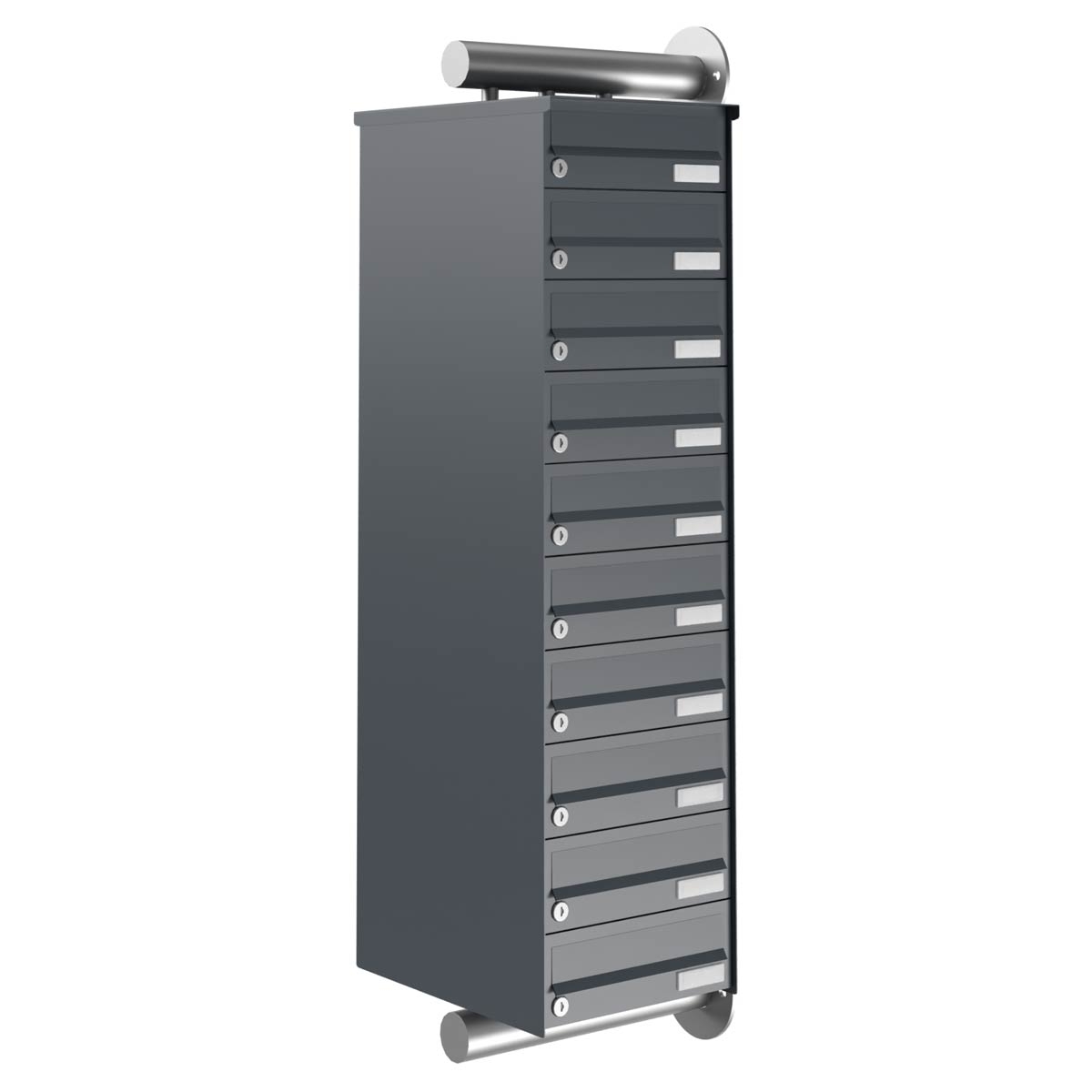 10er Edelstahl Briefkastenanlage Design BASIC Plus 385XW zur seitlichen Wandmontage - RAL nach Wahl 10er Edelstahl Briefkastenanlage Design BASIC Plus 385XW zur seitlichen Wandmontage - RAL nach Wahl
