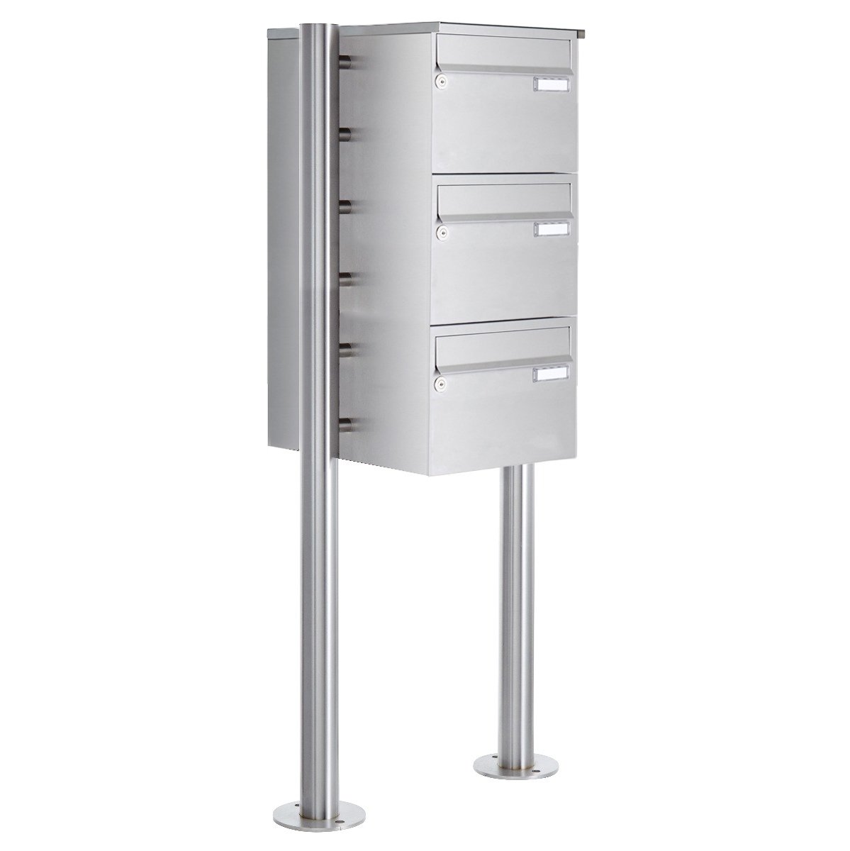 3er Edelstahl Standbriefkasten Design BASIC Plus 385 220 X ST R - Edelstahl V2A 3er Edelstahl Standbriefkasten Design BASIC Plus 385 220 X ST R - Edelstahl V2A