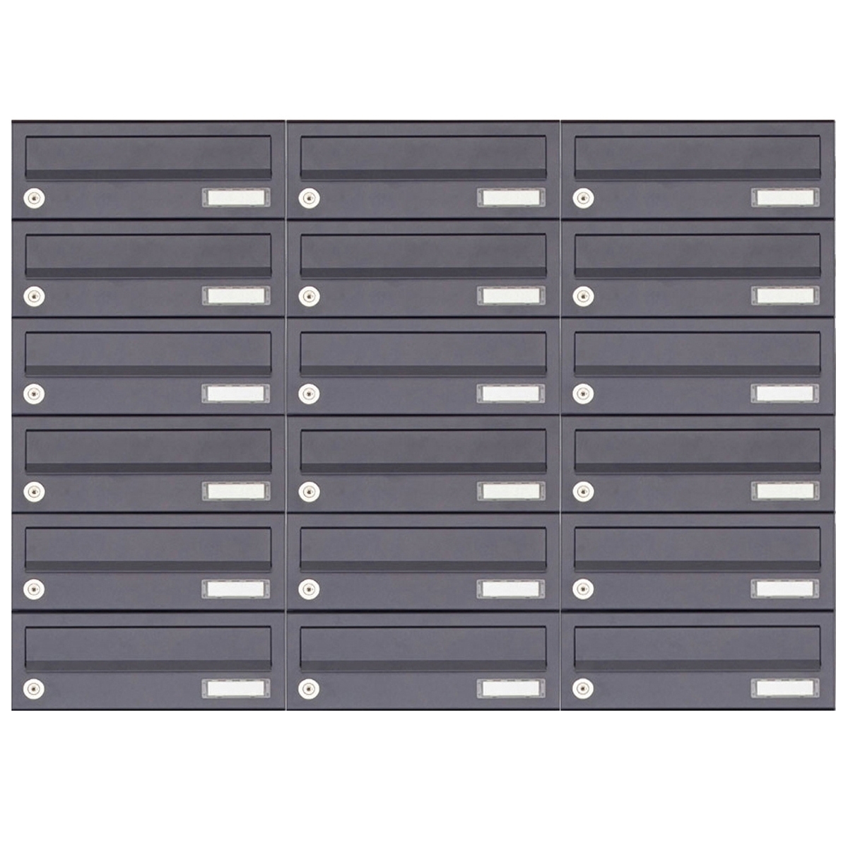 18 6x3 surface-mounted letterbox system Design BASIC 385A-7016 AP - RAL 7016 anthracite grey 18 6x3 surface-mounted letterbox system Design BASIC 385A-7016 AP - RAL 7016 anthracite grey