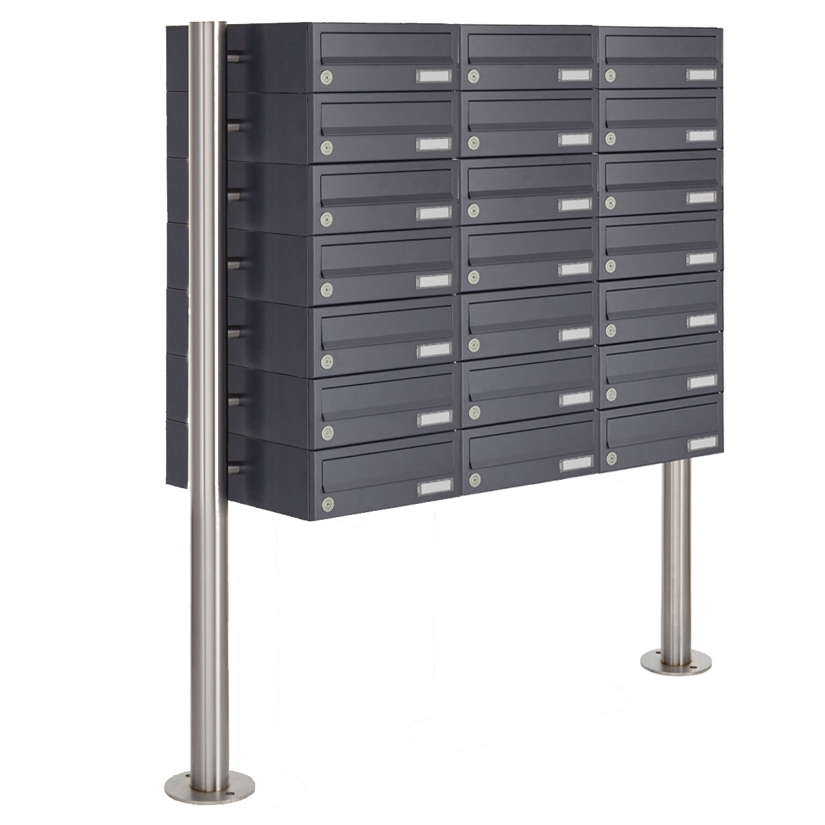 21 Sistema de buzones autoportantes Diseño BASIC 385 ST-R - RAL 7016 gris antracita