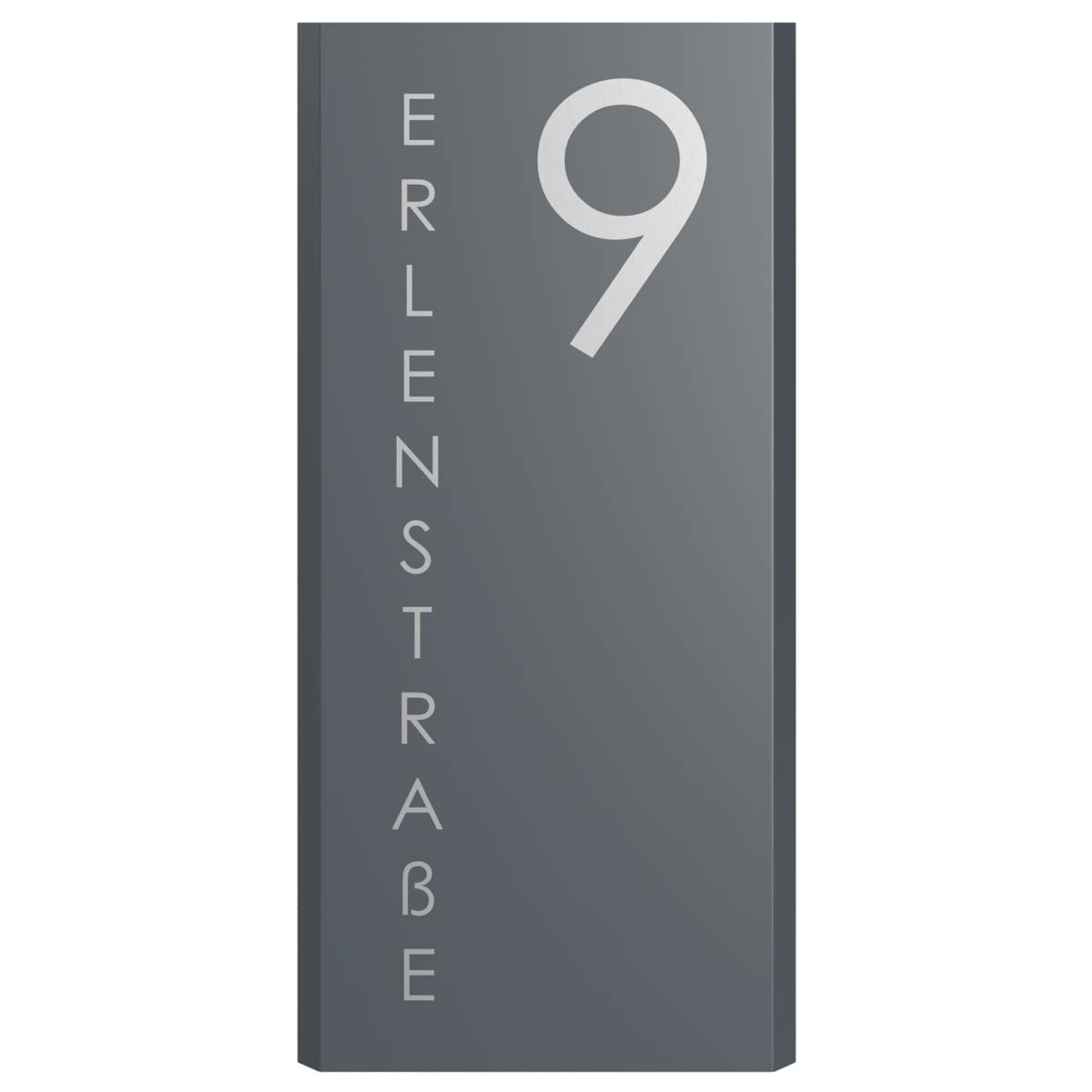 1203c7d77dea1f86b7fa9bd2ded3a69bf3f91acd Edelstahl Schild Elegance 424A 240x500 - RAL nach Wahl - LED Beleuchtung - Hausnummer - Straße o. Name