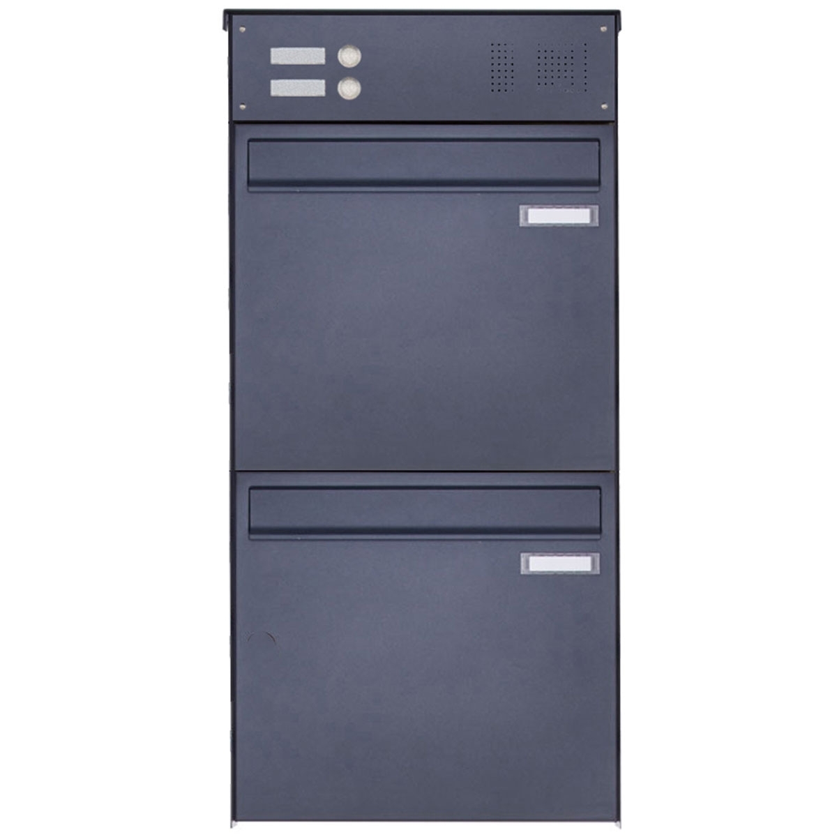 2 x 1 stainless steel fence letterbox BASIC Plus 382XZ with bell box - RAL of your choice - removal from the rear