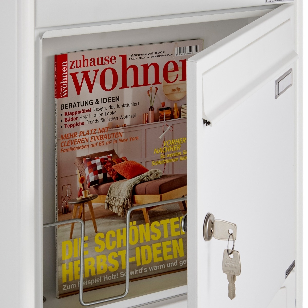 Briefkasten BASIC 810 W zur seitlichen Wandmontage mit Zeitungsfach - RAL 9016 verkehrsweiß Briefkasten BASIC 810 W zur seitlichen Wandmontage mit Zeitungsfach - RAL 9016 verkehrsweiß